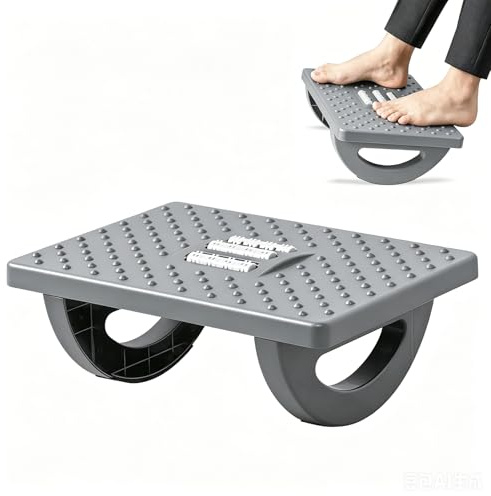 Fotstöd skrivbord, ergonomisk höjdjusterbar fotstöd med massagefunktion halkfri fotpall för att lindra ben knä ryggsmärtor för kontor hemmakontor resor komfort hållning (grå)