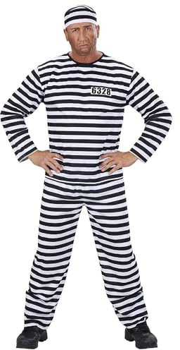 W WIDMANN MILANO Party Fashion - Costume de prisonnier pour homme, tenue de prisonnier 3 pièces, détenu pour carnaval et soirée à thème