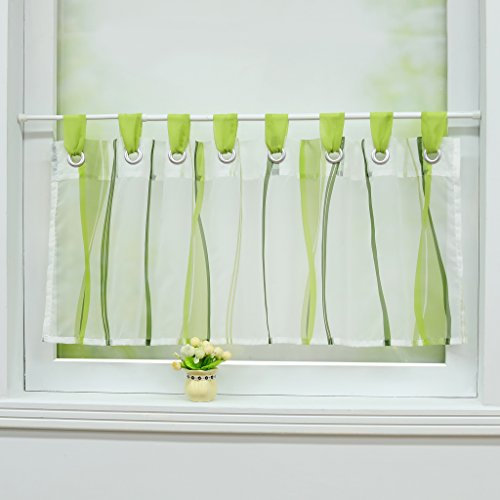 Joyswahl Scheibengardine Voile Bistrogardinen mit Schlaufen Leonie Kurzstore HxB 30x90cm Grün 1er Pack