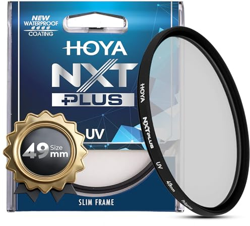 Hoya NXT Plus 49mm UV Filter — Schott B270 Clear Glass with 10-Layer HMC Multi-Coating for 98% Light Transmission, Waterproof Top-Coat, Aluminum Frame - Camera Lens Filter for Sharp, Clear Images