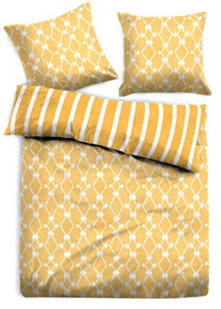 TOM TAILOR 0049894 Bettwäsche Garnitur mit Kopfkissenbezug Linon 1x 135x200 cm + 1x 80x80 cm lemon