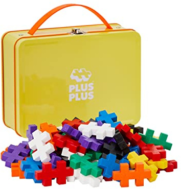 Plus-Plus-9603274 Big Box Basic, Set di mattoncini da Costruzione in Pratica Scatola Metallica con Manico, 70 Pezzi, Multicolore, 52349