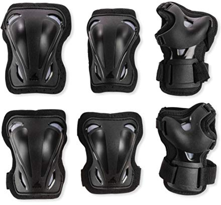 Rollerblade Skate Gear 3 Pack Protective Gear, Knee Pads, Elbow Pads and Wrist Guards, Inline Skating, Multi Sport Protection, Unisex, Black, L