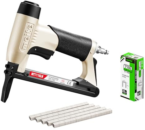 meite MT7116LN Air Staple Gun, Long Nose Pneumatic Upholstery Stapler, 22GA / Type 71 Lightweight Upholstery Air Stapler for DIY, Decoration, Funiture and Woodworking