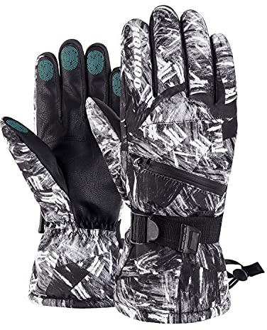 HOIHOO Ski Gloves, Waterproof Snow Gloves -30℉ Winter Gloves for Cold Weather Touchscreen Snowboard Glove Warm for Men Women (Black, Medium)