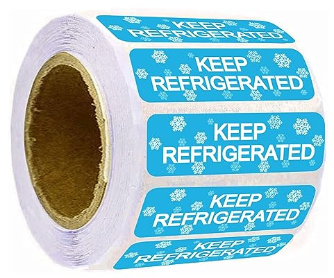 wootile Rectangle Keep Refrigerated Stickers Waterproof Shipping Labels 0.5 X 1.5 Inch Fluorescent Blue Keep REFRIGERATED/Cold Food Packaging Warning Label 500 Adhesive Labels for Pharmacy,Drug Store