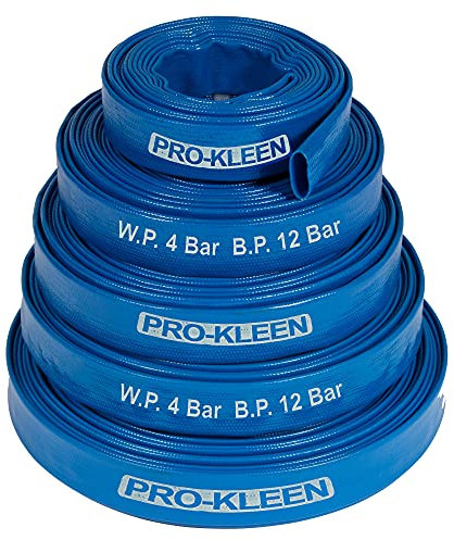 Pro-Kleen Layflat Hose 5M PVC Submersible Water Pump Blue Discharge Pipe Diameter 25mm - for Drainage, Floods, Irrigation, Hot Tub, Swimming Pool - 2 Circlips - Sizes 5-25 Metre (5 Metres)
