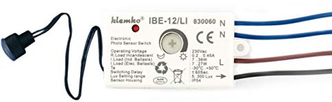 Klemko IBE-12/LI einstellbarer Einbau-Dämmerungsschalter, weiß