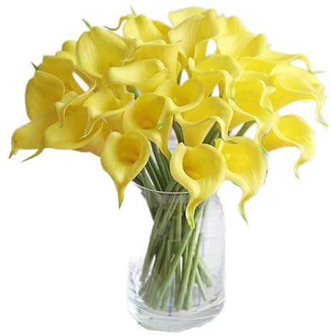 Bouquet di fiori artificiali di calla, fiori artificiali di giglio, fiori artificiali fai da te, per matrimoni, decorazioni per la casa, feste in giardino (giallo)