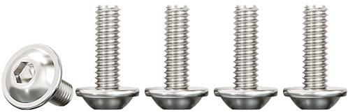 Drenky M4 Innensechskant Flansch Edelstahl Schrauben Rostfrei M4x16mm Linsenkopfschraube A2 V2A Edelstahlschrauben Flachkopfschraube Gewindeschrauben Vollgewinde, Schwarz, 50 Stück