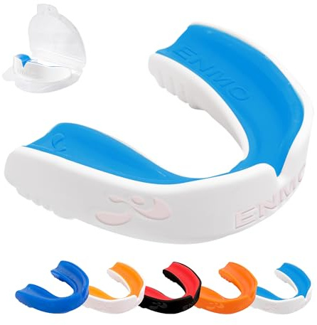 Enmo Maxilla – Protège-dents en gel pour adultes et enfants de 10 ans et plus avec étui pour le rugby, la boxe, le hockey et les sports de contact – Protège-dents avec ébullition et morsure,