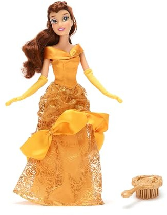 Disney Store Official Belle Classic Doll, Beauty & the Beast, 29cm/11”, Fully Poseable Disney Princess Doll in a Stunning Yellow Dress, Includes Toy Hair Brush - Ages 3+