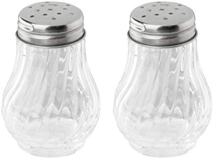 FMprofessional Streuer 50 ml, Salz- und Pfefferstreuer aus Glas, Gewürzstreuer für einfaches Dosieren, Salzstreuer für verschiedene Anlässe, hochwertiges Gewürzglas (Farbe: Silber), Menge: 1 Stück