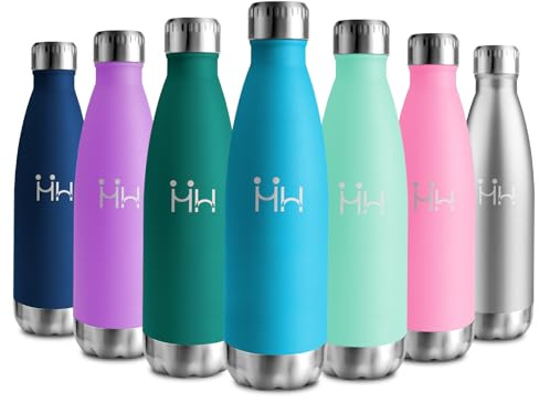 Borraccia Termica 500ml, Borraccia Acciaio Inox, Bottiglia Termica Senza BPA, Doppia Parete Isolata, Bottiglia Antigoccia, Borraccia Termica Riutilizzabile per Bambini, Ragazzi, Palestra, Viaggio