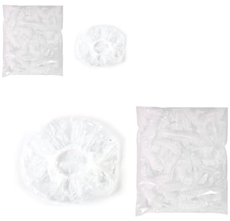 Juego impermeable de 200 piezas, incluye 100 fundas para los oídos y 100 gorros de 34 cm de grosor, protectores de oídos transparentes para ducha, baño, coloración del cabello, spa y salón de belleza