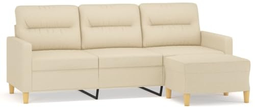 CIOURSTO 3-sits Soffa, med Fotpall, Fällbar Soffa för Vardagsrum, Relaxsoffa, Perfekt Val för Att Chatta, Läsa, Titta på TV eller Koppla av (Grädde)