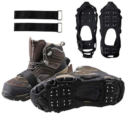 Set di dispositivi di trazione portatili – Pacchetto di stabilità per scarpe invernali, cinghie a maglie a punta in titanio | Maniglia da passeggio su strada da neve equilibrio di sicurezza Alpine