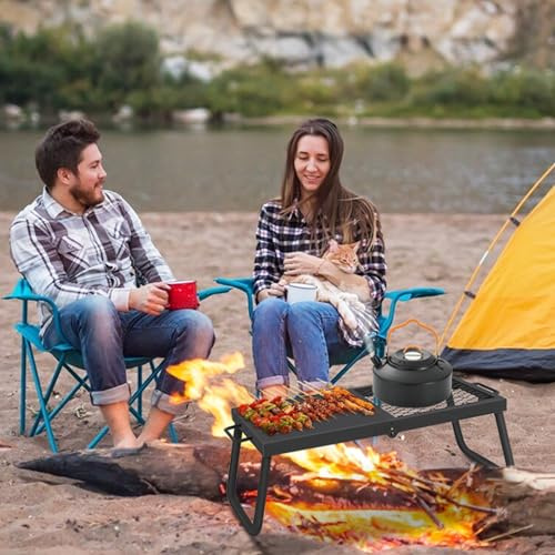 22.4x11.2 Folding Campfire Grill Grate, Heavy Duty Steel Grate