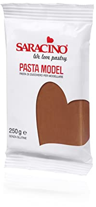 Saracino Pâte à Sucre Model Marron à Modeler de 250 g sans Gluten Made in Italy