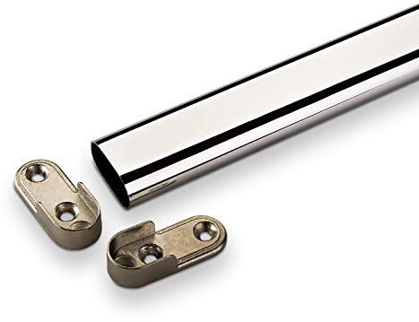 SOTECH 1 Stück Kleiderstange 2000 mm OVAL 30 x 15 mm Stahl verchromt Garderobenstange inkl. Schrankstangenlager