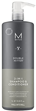 Paul Mitchell Double Hitter Shampoo & Conditioner - 2-in-1 Deep Cleansing Shampoo für Männer, Haar-Pflege Shampoo-Conditioner für milde Reinigung, 1000 ml