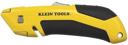 Klein Tools 44136 Utility Knife, Heavy Duty Self-Retracting Box Cutter and Crafting Knife with No-Slip Grip, Wire Stripping and Lanyard Hole