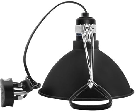 AIICIOO Reptilienlampe mit Klemme 8,5 Zoll Reflektor in E27 Keramikfassung für Eidechse, Schildkröte, Bartagame & Co. UVB & Heizlampe geeignet, 20W, 1 Stück