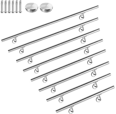 AUFUN Handlauf Geländer Edelstahl Treppengeländer mit Metalldübeln Wandhandlauf Wandhalter für handlauf edelstahl aussen, Balkon, Brüstung (200cm, Edelstahl aussehen)