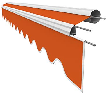 VANA Markisenstoff mit Volant für 4 x 3 m Markisen Ersatzstoff Markisentuch Bespannung Sonnenschutz fertig genäht Maß Tuch 3,83 x 3 m Volant 3,83 x 0,21 m Design SPD002