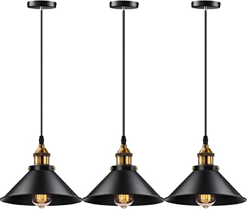 YNXing Lampada a Sospensione Industriale E26 E27 Base Vintage Hanging Lampade A Sospensione Retro Lampada A Sospensione Casa Cucina Illuminazione (3 pack)