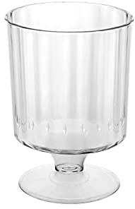 Party Essentials 5 OZ Mini Clear Plastic Dessert Parfait Cup for event Small Round Serving Goblet Wine Shot Disposable Fruit Ice Cream Mousse Pudding Appetizer Bowl, 40 Cups