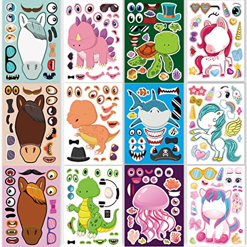 24 Sheets Make a Face Stickers for Kids Toddlers Party Favors Crafts