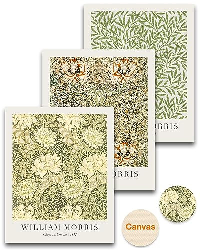 HesenDot Unframed Vintage William Morris Wall Art Decor Set of 3,12x16IN Truly Quality Canvas Wall Art Pictures,Art Poster Decoration for Bathroom,Bedroom