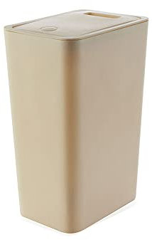 TopHomer Push-Lid Küche Mülleimer 8 Liter mit Deckel Kunststoff (PP recycelt) BPA-frei für Wohnzimmer WC Müll Büro Papierkorb Beige