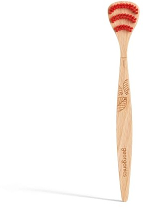 Georganics Natural Tongue Brush - BPA-Free & FSC-certified - Compostable Handle & Recyclable Bristles - Beechwood Tongue Scraper - Prevents Bad Breath & Bacteria - Sustainable Packaging - UK Produced