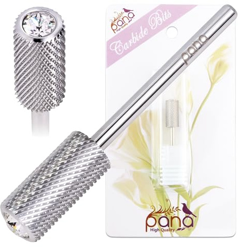PANA Crystal Top Nail Drill Bits - 3/32'' Large Barrel Silver Carbide Bits Medium - Suitable for Manicure Pedicure Cuticle Gel Polishing Beginners Bits