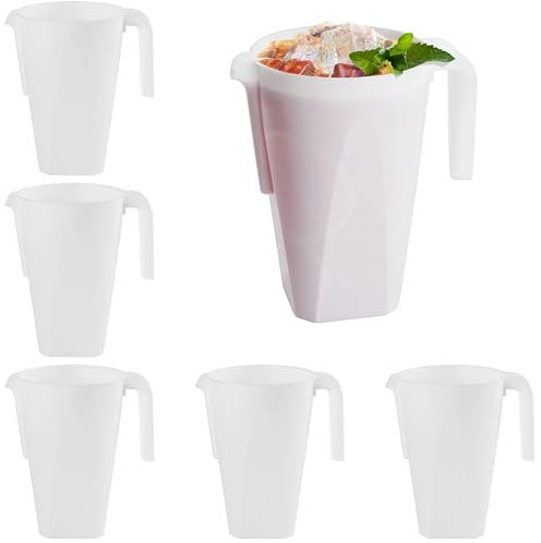 MATANA 12 Reusable White Plastic Jugs, Cocktail Pitchers for Parties, 1.5L - Juice, Lemonade, Punch, Sangria, Beers - Birthdays, Weddings, Picnics, BBQ