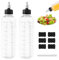 Biberon Cucina, 2pezzi 250ml Squeeze Bottle Bottiglie per Olio con Tappo a vite Bottiglia per Salsa con Scala Flacone Dosatore con 8 Adesivi e 1 Penna Bianca Liquida Bottiglia