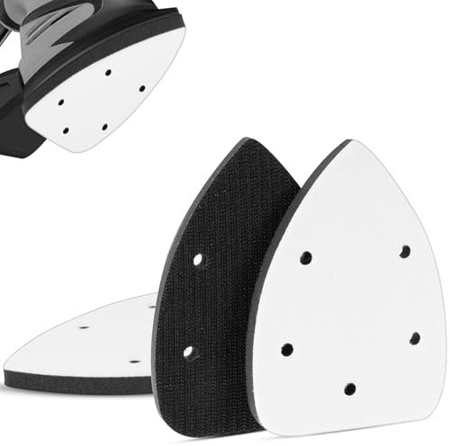 3 Pack Mouse Detail Sanding Interface Pad Hook and Loop Triangle Sanding Pad with 5 Holes Mouse Sander Sandpaper Backing Pad for Sander Accessories Replacement Flexibility & Balancing Sanding Pressure