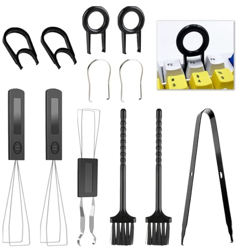 Eiaigky 12 Piece Keycap Remover, Keycap Swapper Switch Puller, Keycap Puller Mechanical and Standard Keyboard Cleaning Set with Precision Tweezers and Brushes, Easy Removal and Keyboard Upkeep