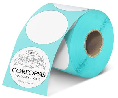 Vretti Versandetiketten, Thermopapier 750Stück 50x50mm, Runde Etikett Aufkleber, permanent haftend, für Barcode, Inventaretiketten Aufkleber für Büro, Einzelhandel, Zuhause, Klassenzimmer, Lager