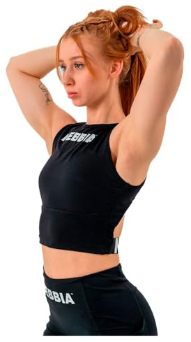 NEBBIA Cropped Gym Therapy 618 Sports Top S Black