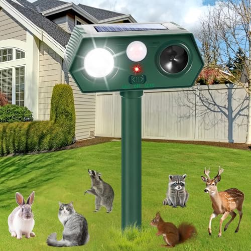 Yeqqzq 2025 Nuovo repellente solare ad ultrasuoni per animali, dispositivi repellenti per gatti Dissuasori per animali solari Deterrente attivato dal movimento per spaventare gatti, scoiattoli