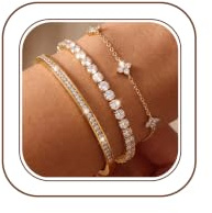 ORAZIO 3 Pièces Bracelet Femme Or Bracelet Acier Inoxydable Plaqué Or 14 Carats Bracelets Empilables Bijoux Femme Or