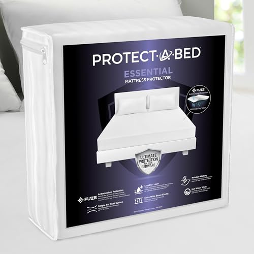 Protect-A-Bed Essential Mattress Protector Queen, Dust Mite Resistant, Noiseless and Odor-Resistant Mattress Cover, 100% Waterproof Top, Machine Washable, Fits 11-18 Mattresses