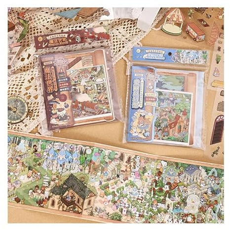 2 Libros de Pegatinas 3D para Adultos – Miniature Scene Sticker Book XXL Plegable, Juego de Pegatinas 3D con Escenas, DIY Crea tus Pegatinas 3D, Stickers Cute, Pegatinas Reutilizables y 3D House