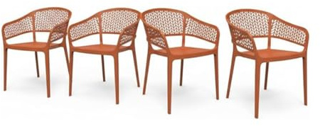 SP Berner SHAF - Pack 4 Sillas de Jardín Apilables Saona – Exterior Terraza y Balcón – Plástico Reciclado Resistente UV – Diseño Ergonómico – Fabricadas en España – Topo