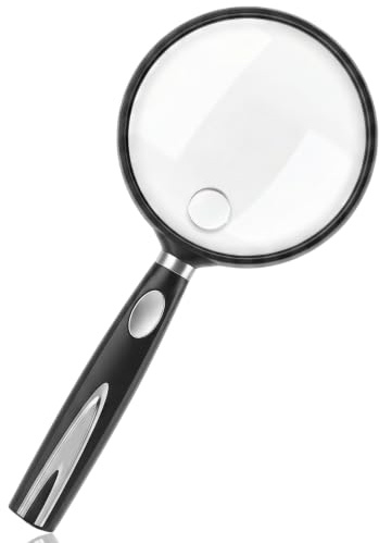 Grande loupe grossissante 10x - Loupe manuelle pour personnes âgées et enfants - Loupe de lecture avec poignée antidérapante, idéale pour les livres, les journaux, l'observation des insectes et les