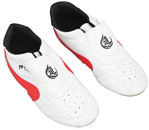 Generic Unisex Vuxen Taekwondo Skor PU Läder Oxford Sulor Anti Halk Andas Kampsport Skor med Röd Kant, för Boxning Kung Fu Tai Chi