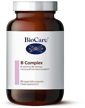 BioCare B Complex - Vitamins B1, B2, B3, B5, B6, B12, C & Biotin - for Energy and Nervous System Support - Suitable for Vegetarians and Vegans - 90 Capsules